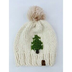 Pine & Poppy P&P Knit Wool Beanie Hat With Pompom Tree One Size